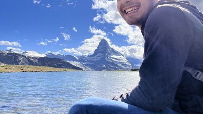 Marvin on his first trip to Switzerland, near the Matterhorn, where he learned all about the natural beauty of the Alps. Image: private