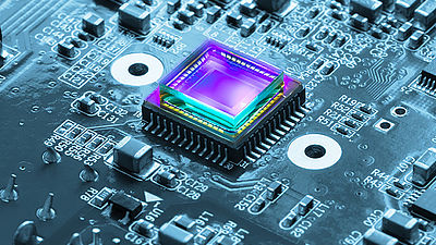 Auf einem Chip ist ein optischer Sensor verbaut.