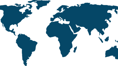 Weltkarte in blau skizziert