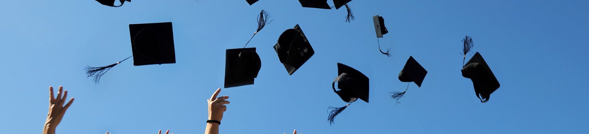 Doktorhüte Hüte in der Luft